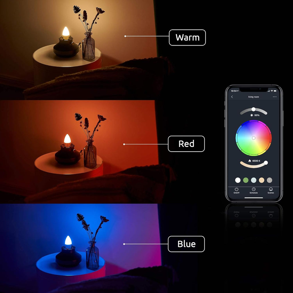 Smart Candelabra Bulb LED RGBCW E12 WiFi 6 Pack O52644