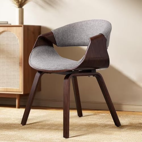 White Upholstered Butterfly Accent Chair with Wood Legs L638154
