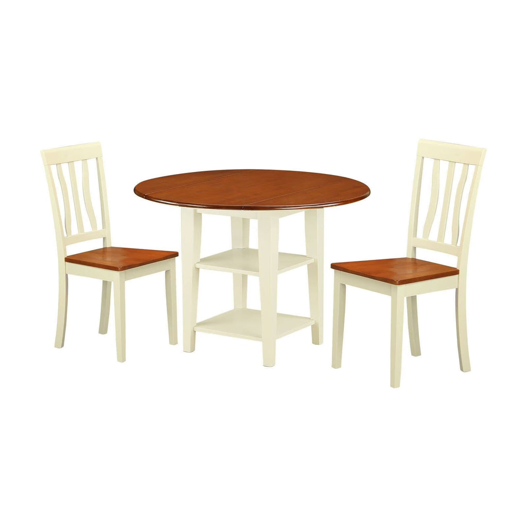 3-piece Dining Set with Wood Seat in Black/Cherry R9380