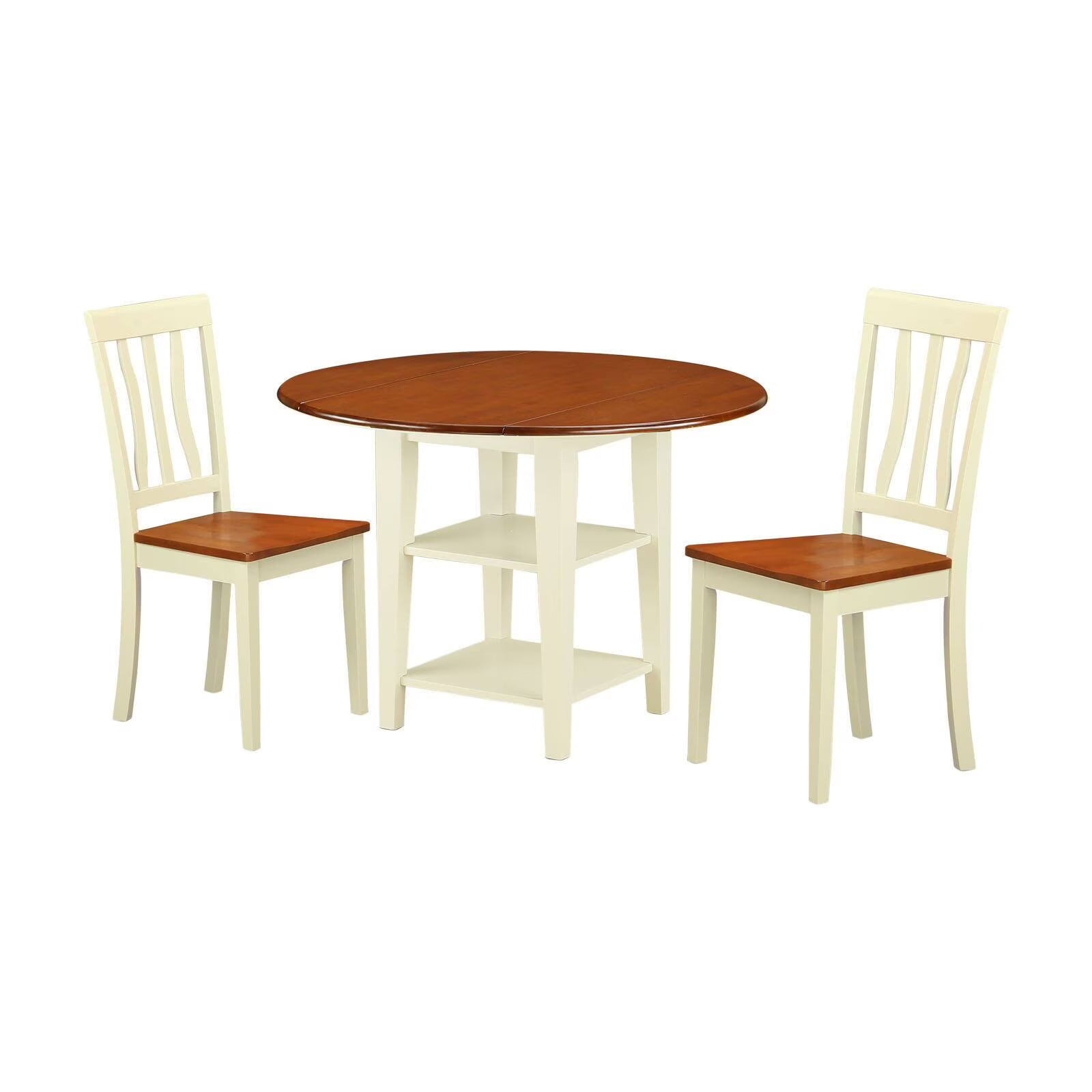 3-piece Dining Set with Wood Seat in Black/Cherry R9380