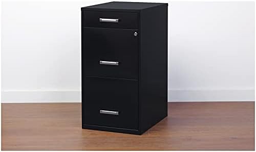 Black 18in Deep 3 Metal Organizer Pencil Drawer Vertical File Cabinet D937