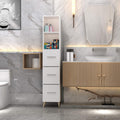 Ivory White Freestanding Bathroom Cabinet with 2 Doors and 2 Open Shelves Q710
