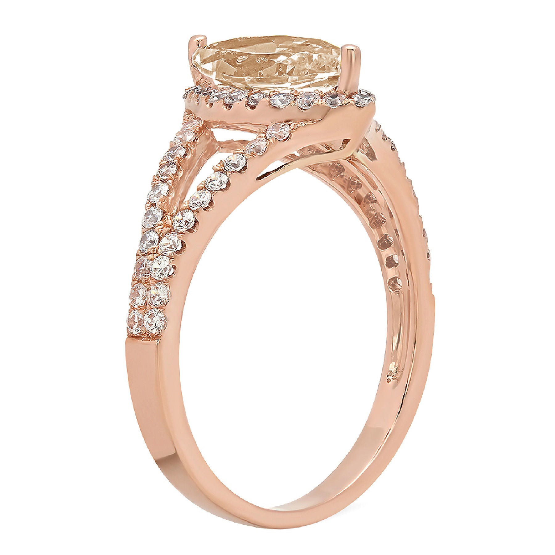 1.2ct Marquise Cut Champagne Simulated Diamond 14k Rose Gold Halo Ring Size 11 N47724