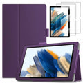 Purple Slim PU Leather Folio Cover Case for Samsung Galaxy Tab A8 10.5” with 2PCS Tempered Glass Screen Protector M65778