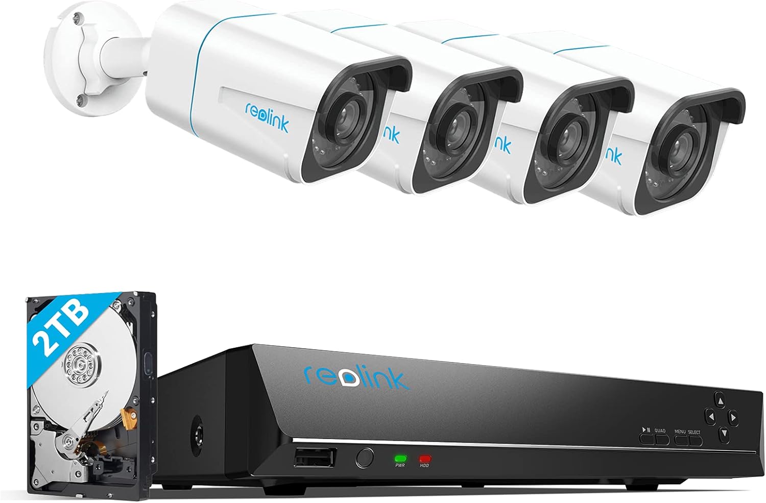 4K PoE Wired Bullet Security Camera System with 2TB HDD NVR E258