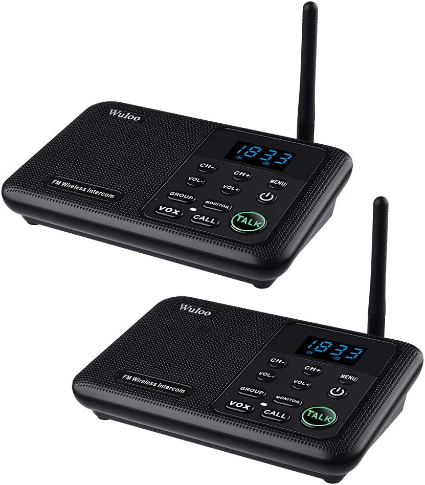 Black Wireless Intercom System 2 Stations 1 Mile Range 22 Channel B857395