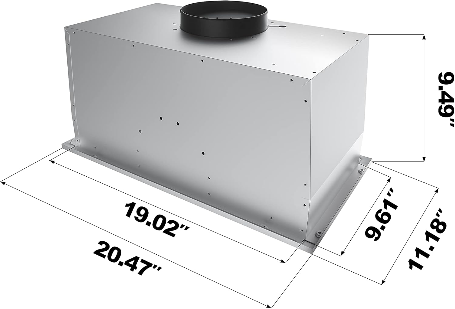 Stainless Steel Built In Range Hood Insert with 3 Speed Exhaust Fan Q3712