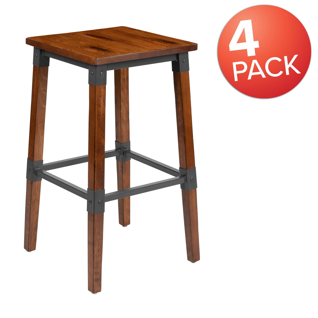 4 Pack Backless Wood Barstool U3228