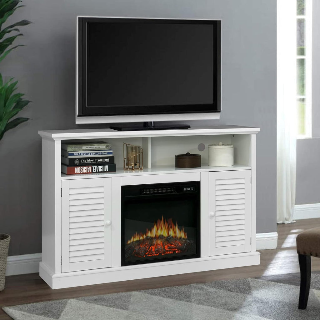 Fireplace TV Stand with Insert Fireplace, Brown Red R111