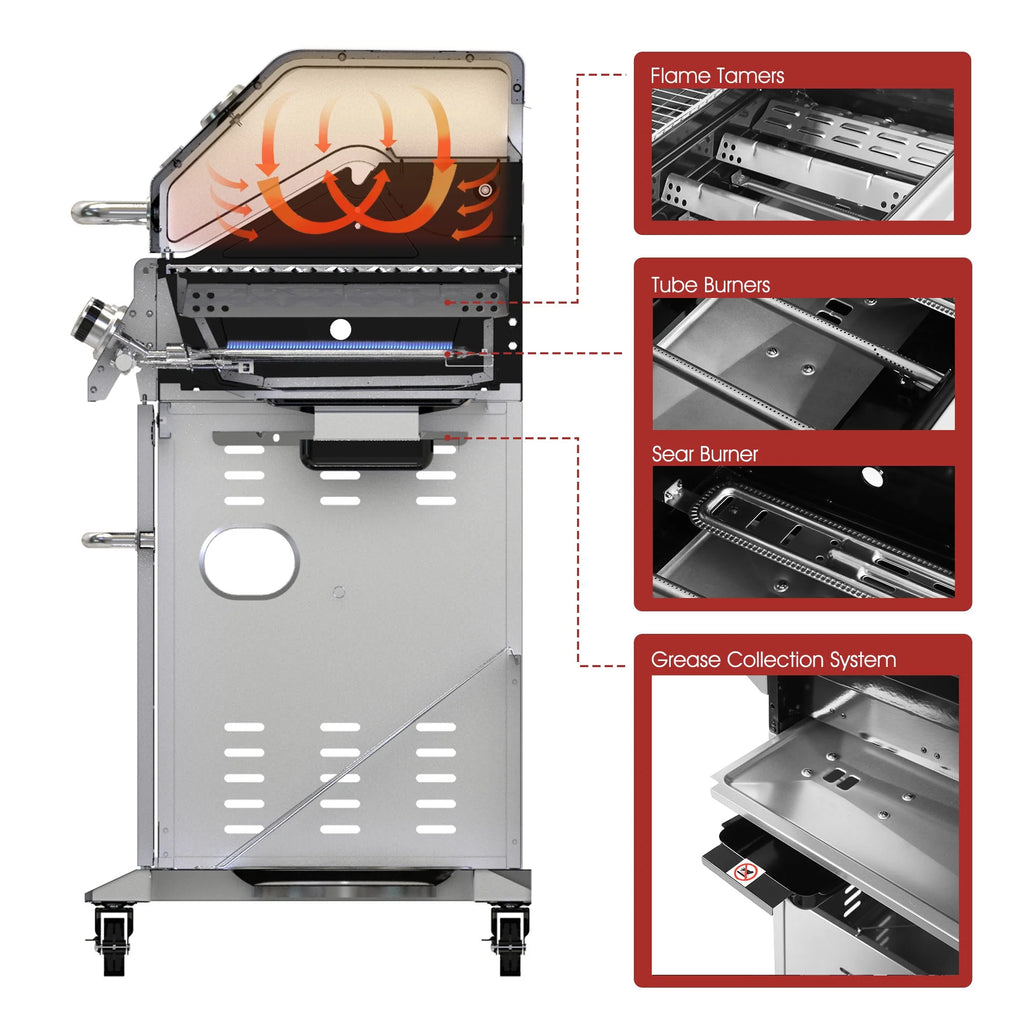 6-Burner BBQ Gas Grill with Sear Burner and Side Burner I28227