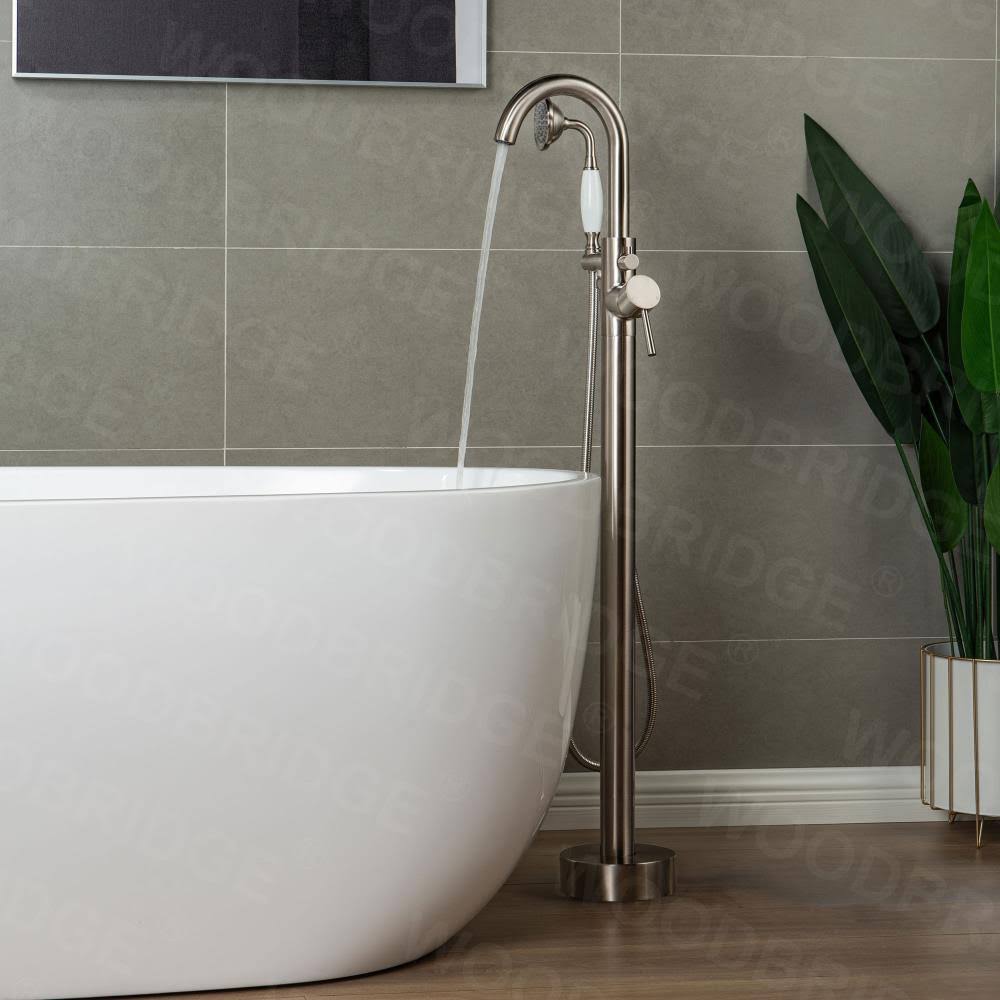 Brushed Nickel Freestanding Bathtub Faucet with Hand Shower M881