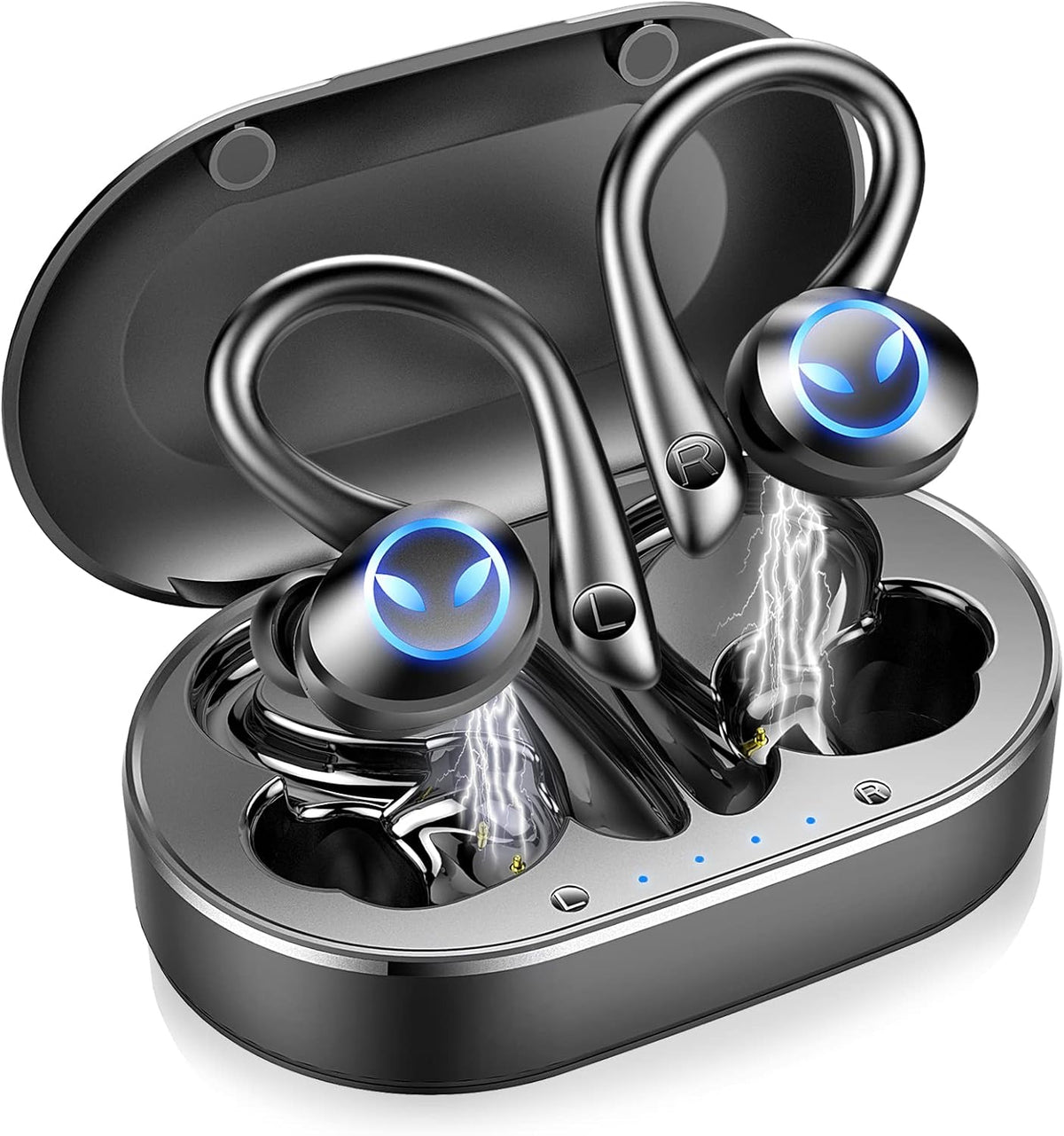 Wireless Bluetooth 5.1 Earbuds with Earhooks, IP7 Waterproof, 42H Playtime, Pack of 2 Y458