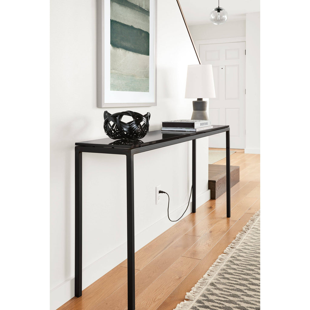 Smoke Tempered Glass Console Table with Graphite Base P569792