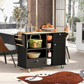 White Rolling Kitchen Island Cart with Wood Top and 2 Drawers A373684