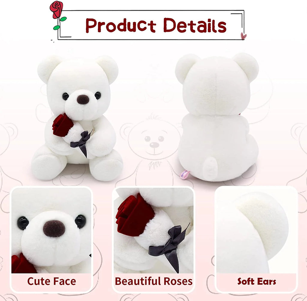 10 Inch Teddy Bear Plush Stuffed Animal with Rose H4877