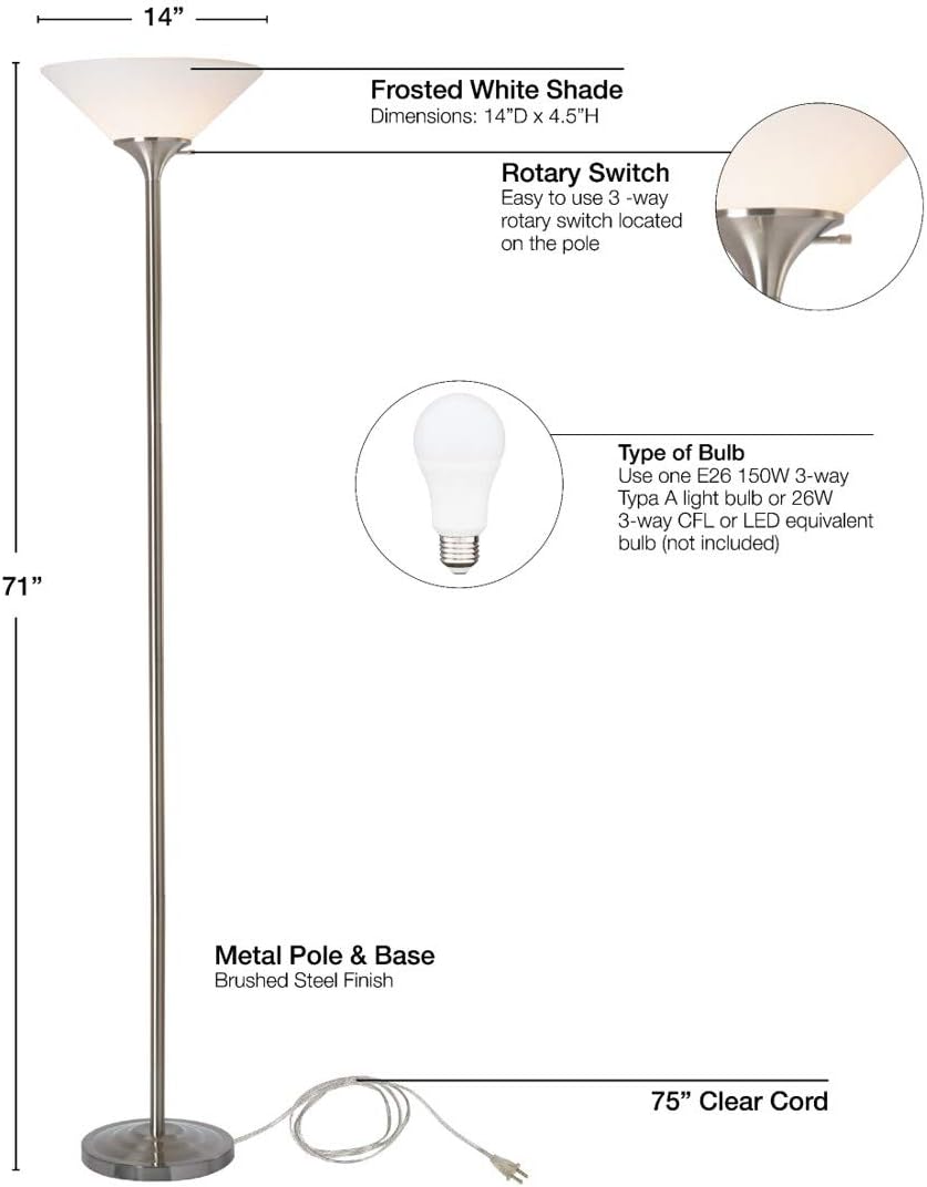 Brushed Steel Torchiere Lamp X54983