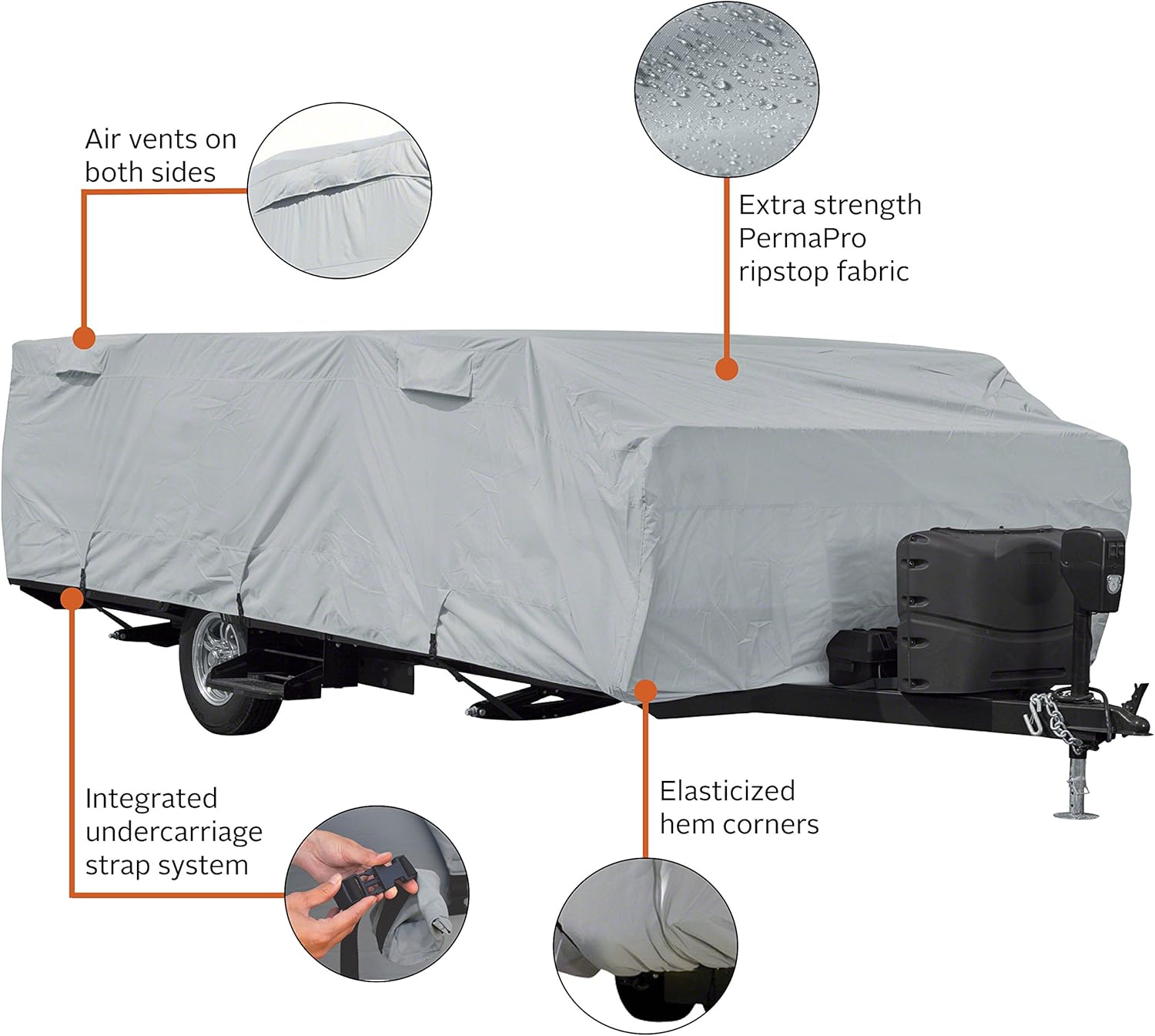 Folding Camping Trailer Cover, Fits 16' - 18'L Trailers U5485