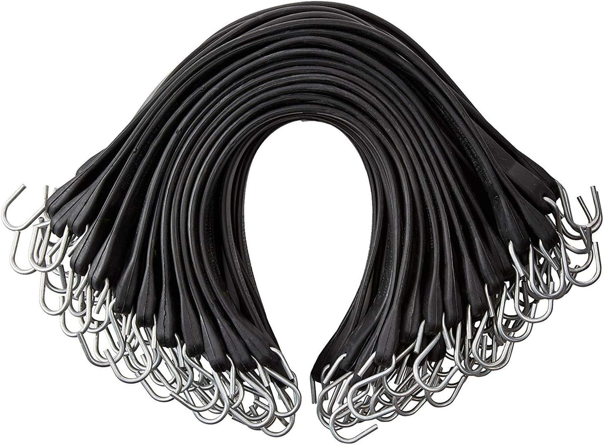 Pack of 25 Bungee Cords with Hooks Rubber Tarp Straps with Crimped Metal S Hooks Heavy Duty Bungie Cord Tie Downs J8775