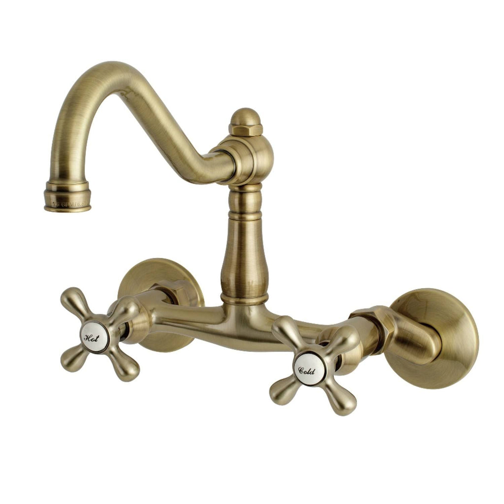 Brushed Brass Adjustable Wall Mount Kitchen Faucet Q7620