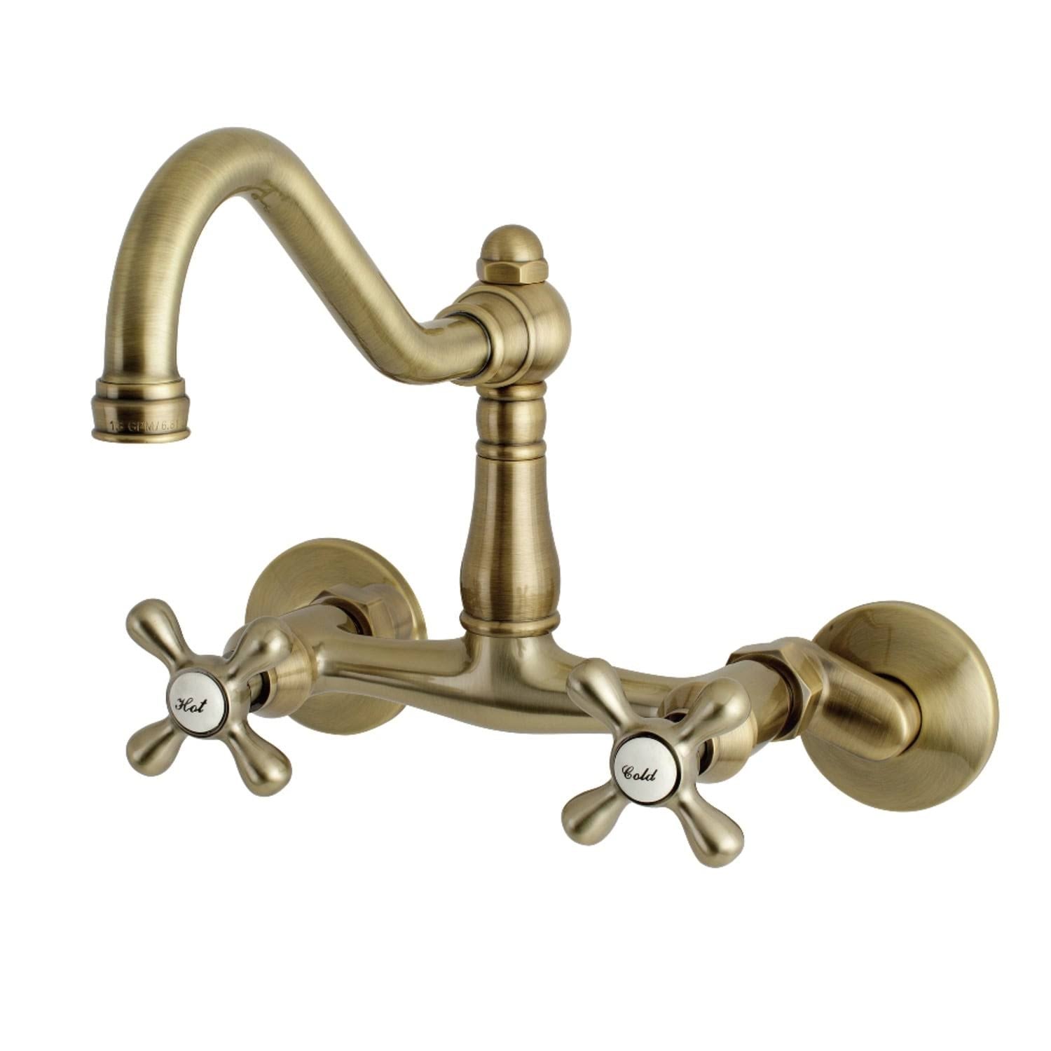 Brushed Brass Adjustable Wall Mount Kitchen Faucet Q7620