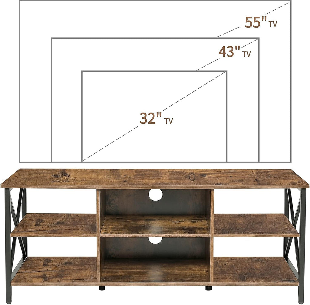 Rustic Brown TV Stand with 6 Storage Shelves E43747