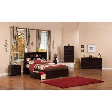 Twin Flat Panel Foot Board with 2 Bed Drawers Antique Walnut M707671