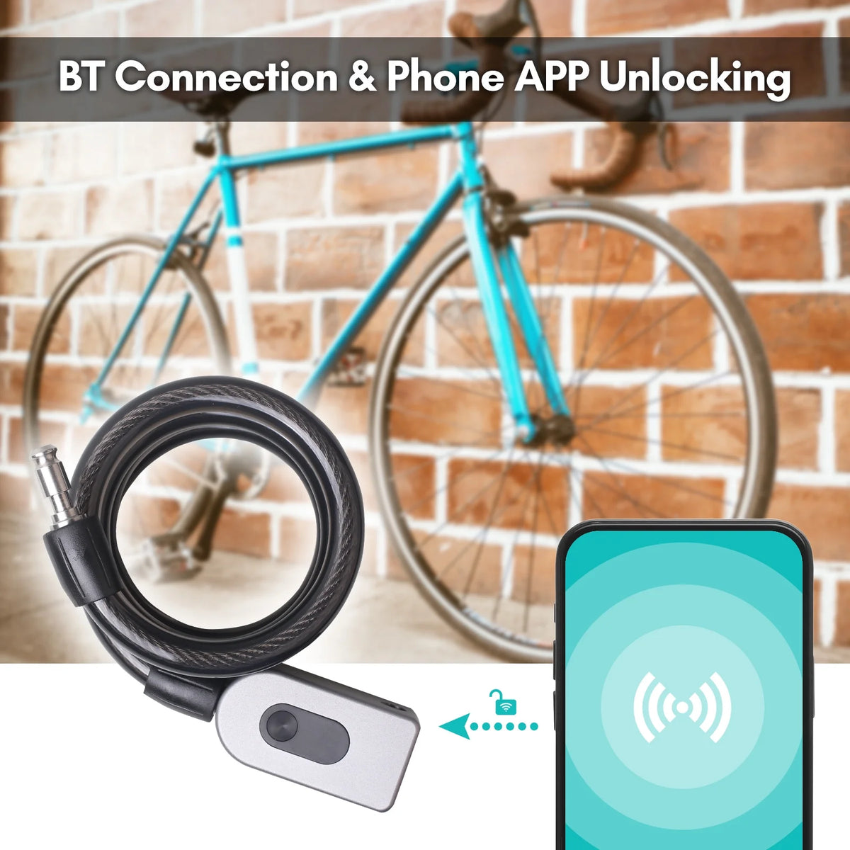 Bike Lock Cable Combination Lock Keyless Cable Lock IP66 Waterproof Built-in Battery O888061