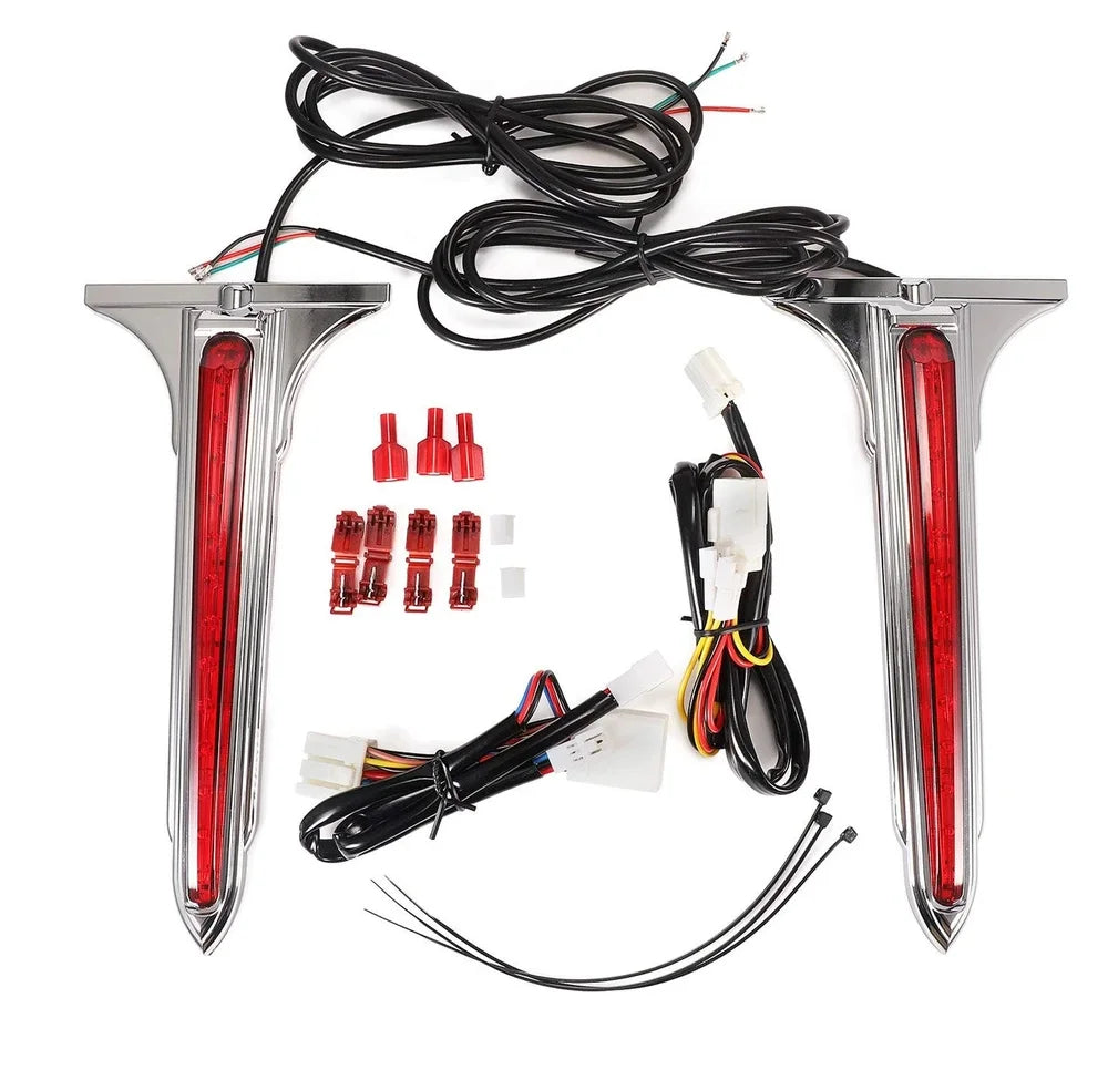 LED Chrome Saddlebag Accent Lights with Red Lens M76578