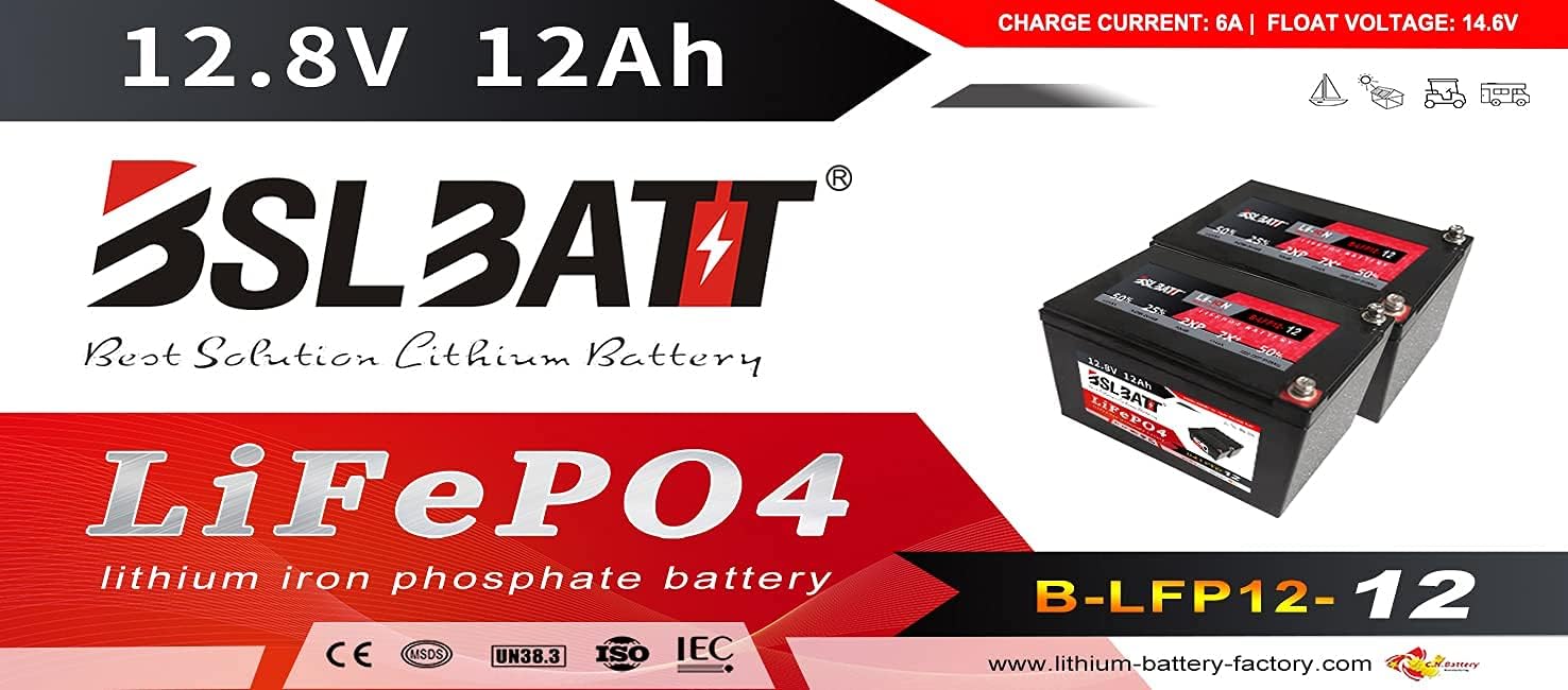 12V 7Amps LiFePO4 Deep Cycle Rechargeable Battery, Pack of 2 F26246