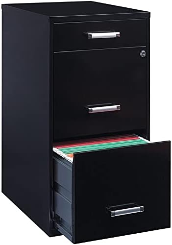 Black 18in Deep 3 Metal Organizer Pencil Drawer Vertical File Cabinet D937