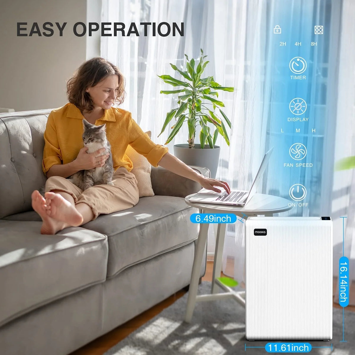 H13 HEPA Air Filter for Home Large Room up to 969ft² C207