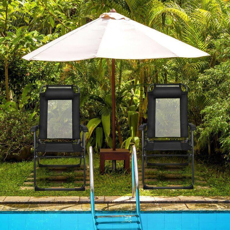 Gray Patio Adjustable Folding Recliner Chairs Z796