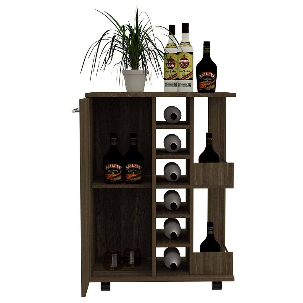 Weathered Oak Bar Cart Cabinet J6962