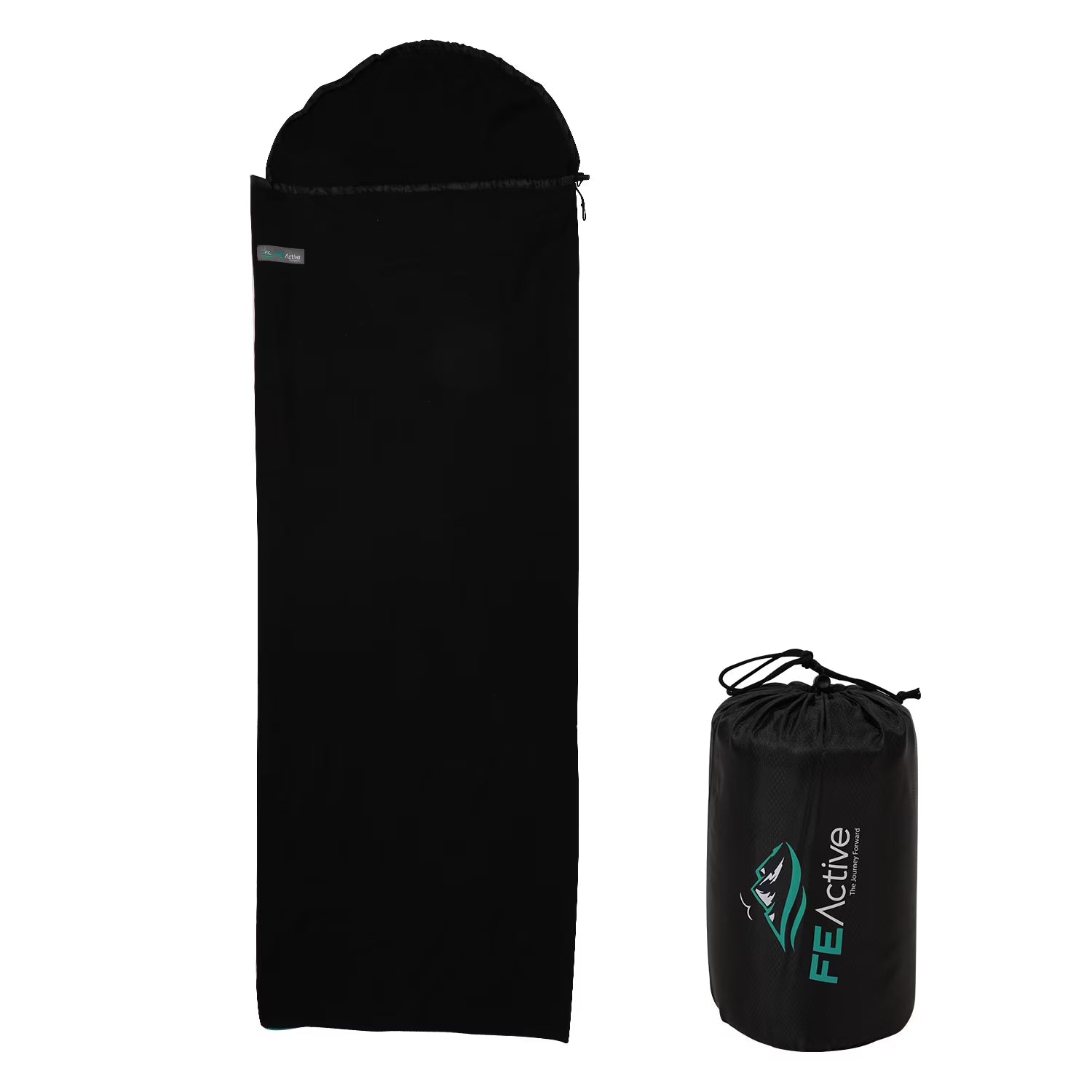 Fleece Sleeping Bag Liner with Drawstring Hood & Dual Slider Zipper I446
