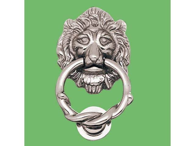 3 Door Knocker Lion Chrome Cast Brass 6 1/4 H x 3 5/8 W U658290