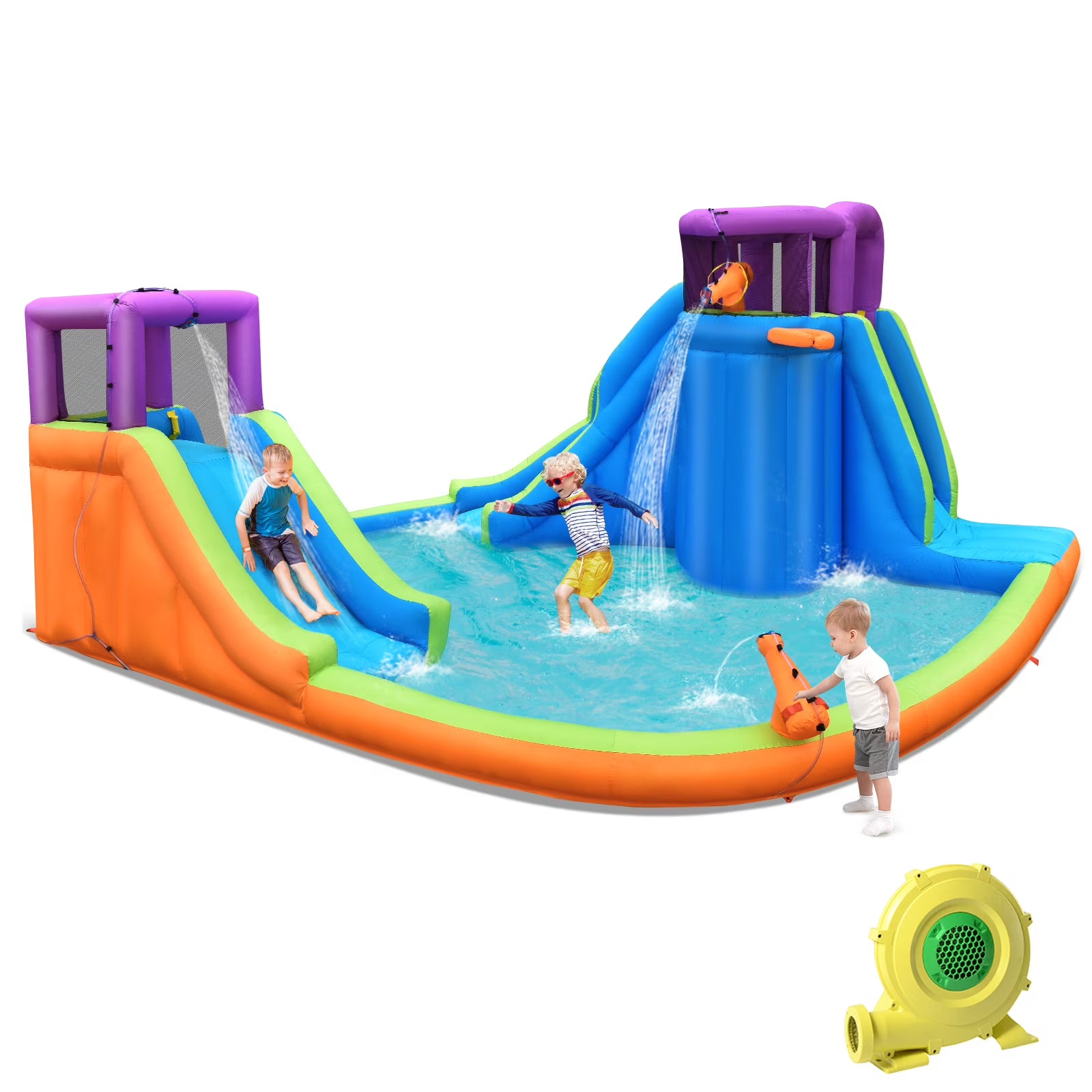 Inflatable Water Slide Bouncer with Climbing Wall & 950W Blower A96251