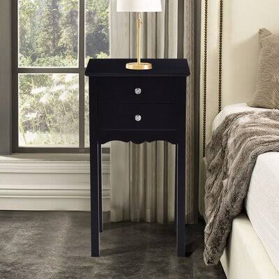 Black 2 Drawer End Table O57670