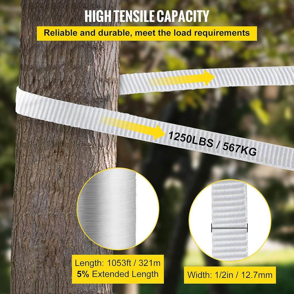 1250Lbs Polyester Pull Tape, 1053' x 1/2" Flat Tape, Pack of 2 M11992