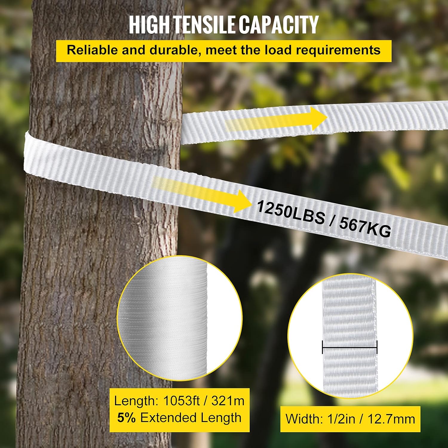 1250Lbs Polyester Pull Tape, 1053' x 1/2" Flat Tape, Pack of 2 M11992