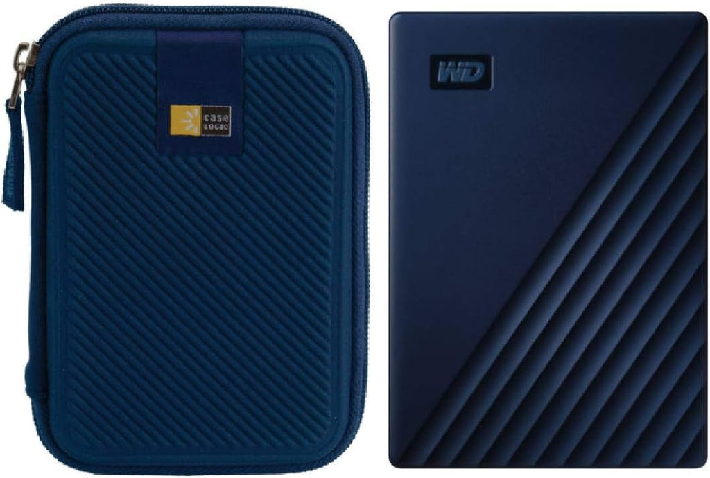 2TB USB 3.0 Slim Portable External Hard Drive (Silver) + Compact Hard Drive Case (Black) K125