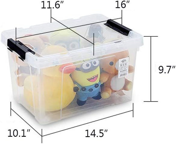22 Quart Plastic Storage Box with Lid, Black Latching Bins, 6 Packs Z3637