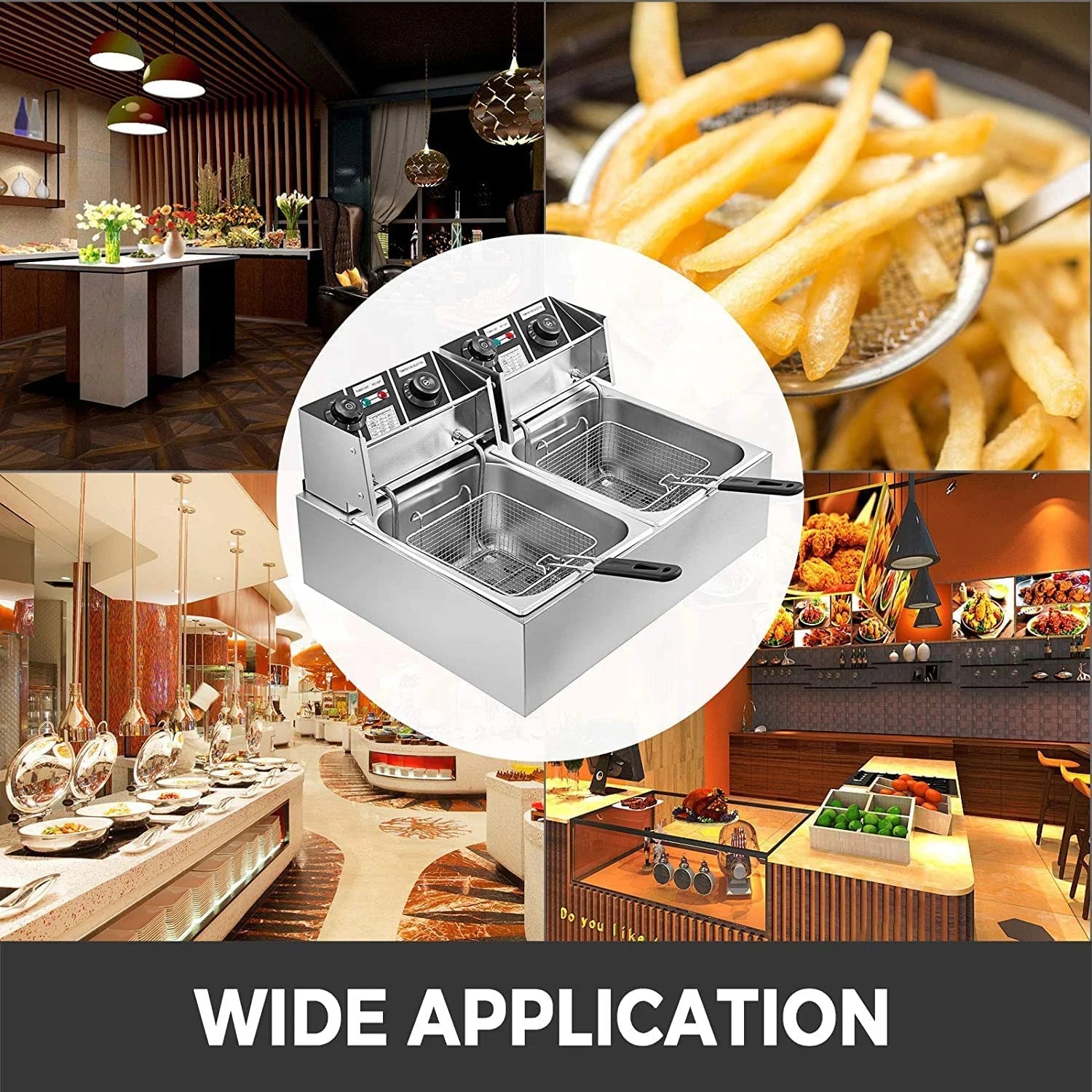 Stainless Steel Electric Deep Fryer with Basket G565994