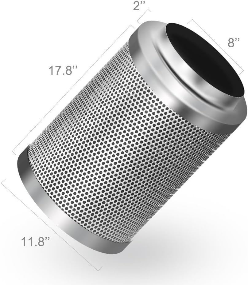 8 Inch 750 CFM Inline Fan Carbon Filter 25 Feet Ducting Combo with Humidity Monitor G7983