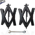 Camper Wheel Chocks X Stabilizer with Ratchet Wrench, Fit for 3.5" to 12" (2 Pack) U8428