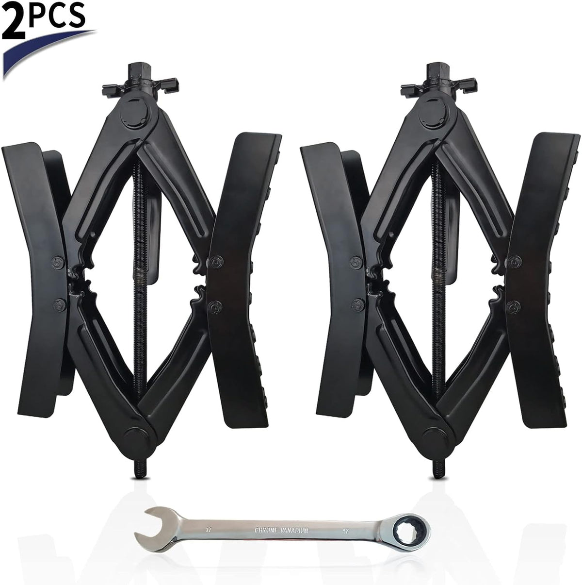 Camper Wheel Chocks X Stabilizer with Ratchet Wrench, Fit for 3.5" to 12" (2 Pack) U8428