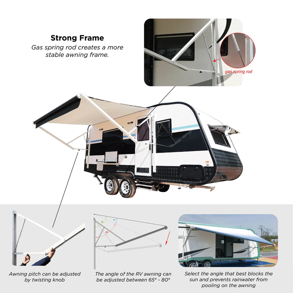Grey Motorized Retractable RV Awning 20X8 ft V187373