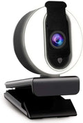 1080P Webcam with Ring Light, Privacy Cover and Dual Microphone L337