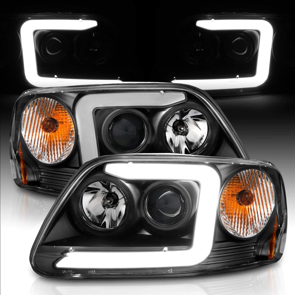 LED Tube Chrome Projector Headlights Set for Pickup Truck X97657
