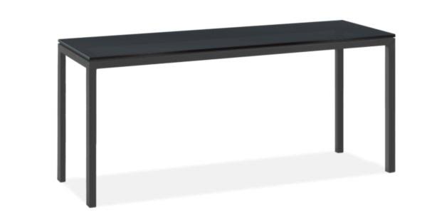 Smoke Tempered Glass Console Table with Graphite Base P569792
