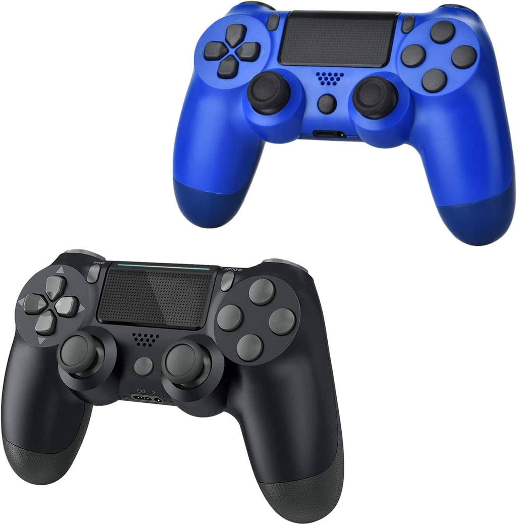 2 Pack Wireless Controller Gamepad with Charging Cable and Two Motors (Titanium Blue and Jet Black) W4050